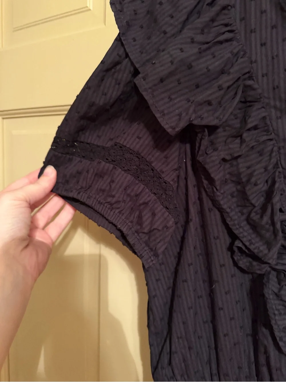 LC Lauren Conrad Black Ruffle V-Neck Mini Dress - Picture 4 of 7